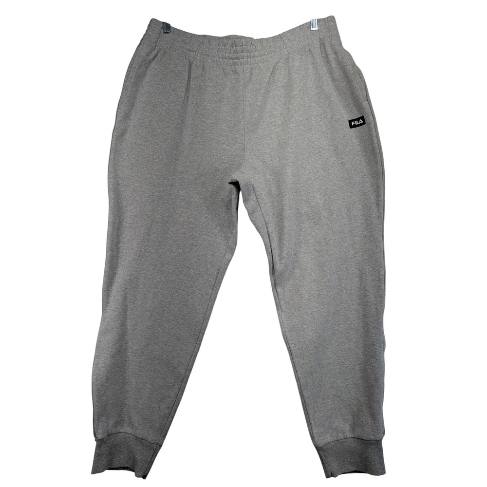 Fila Gray Sweatpants Joggers‎ Elastic Waist Drawstring Logo Size XL